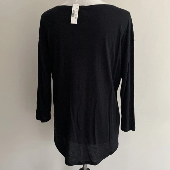 ·J Crew·Drop Shoulder Scoopneck Tee, NWT, Medium, Black; Longer in back - Picture 6 of 8